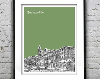 Marquette Skyline Art Print Poster Michigan MI Item T4542