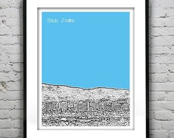 San Jose California Poster Art City Skyline Print CA Version 2