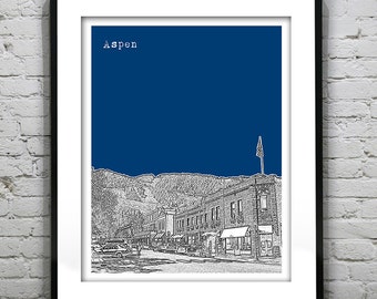 Aspen Colorado CO City Skyline Colorado Poster Art Print
