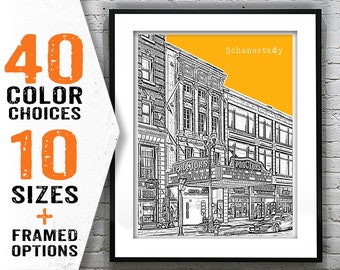Schenectady New York Skyline Poster Art Print Downtown New York NY Item T1847