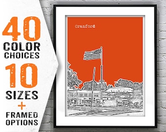 Cranford New Jersey Poster Print Art NJ Shore Skyline Item T1284