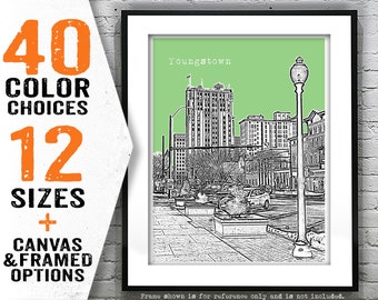 Youngstown Ohio Skyline Poster Art Print OH Item T5037