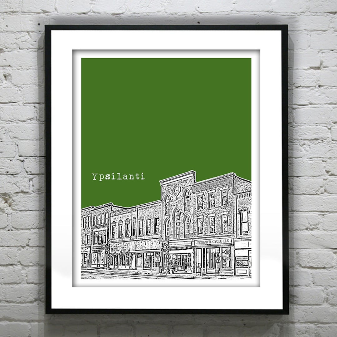 Ypsilanti Michigan Skyline Poster City Art Print MI Version 2 Etsy
