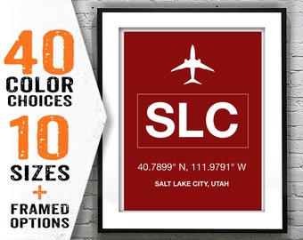 SLC Salt Lake City International Airport Aviation Poster Art Print Utah Item T1996