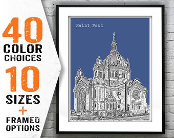 Saint Paul Minnesota Poster Art Skyline Print Mn Item T1459