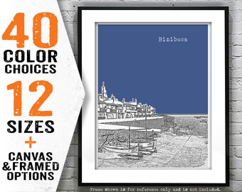 Binibeca Menorca City Skyline Poster Art Print Item T4622