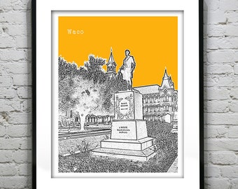 Waco Texas Skyline Poster Art Print TX Item T2093