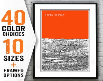 North Conway New Hampshire Skyline Poster Art Print NH Item T1407