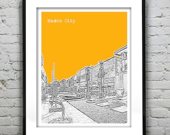 Mason City Poster Art Skyline Print Iowa IA Item T1115