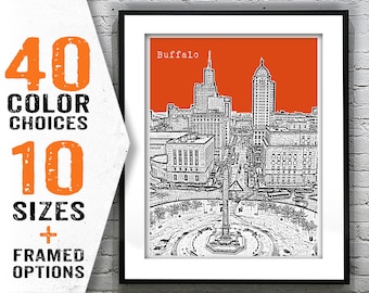 Buffalo Skyline New York Poster Art Print NY Lafayette Square Item T1855