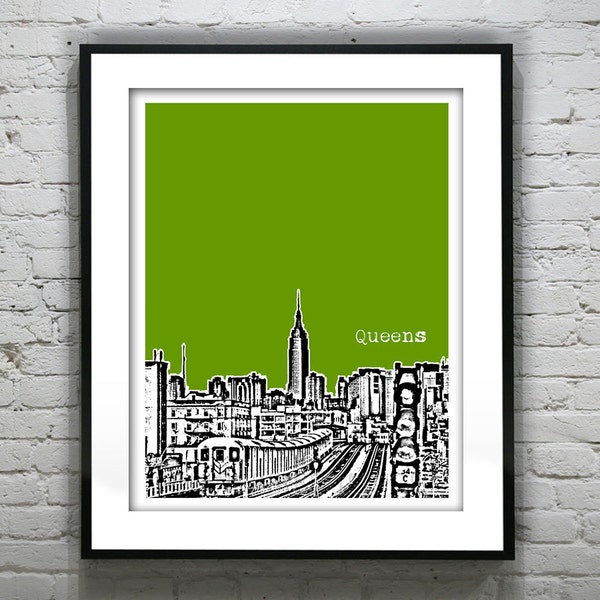 Queens New York Skyline Art Print Poster Train View NY NYC Item T4171