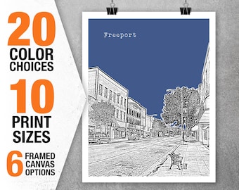 Freeport Illinois Poster Skyline Art Print Item T5580