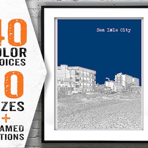 Sea Isle City New Jersey Shore Poster Print Art NJ Skyline Jersey Shore Item T1770