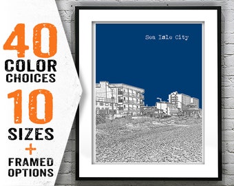Sea Isle City New Jersey Shore Poster Print Art NJ Skyline Jersey Shore Item T1770