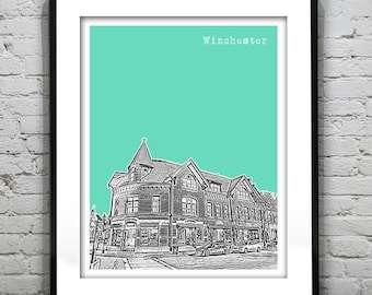 Winchester Massachusetts Skyline Poster Art Print MA