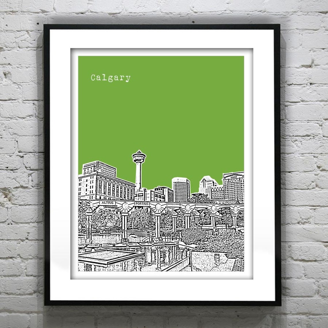 Calgary Alberta Skyline Poster Art Print Olympic Plaza Canada Etsy