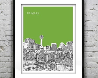 Calgary Alberta Skyline Poster Art Print Olympic Plaza Canada Version 2