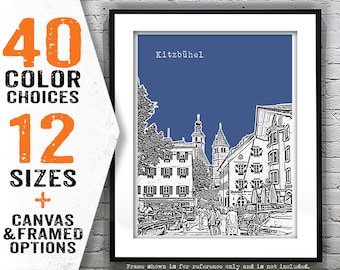 Kitzbuhel Austria Poster Art Skyline Print Europe Item T4095