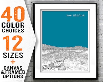 New Milford Connecticut Poster Print Art Skyline CT Item T2780