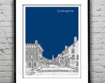 Lexington Virginia Poster Art Skyline Print Virginia VA Version 2