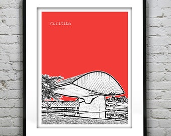 Curitiba Brazil Skyline Poster Art Print  South America Version 3