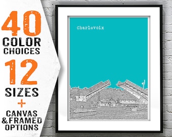 Charlevoix Skyline Poster Art Print Michigan MI Item T2267