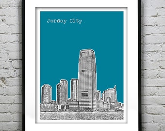 Jersey City New Jersey Poster Skyline Art Print NJ Item T5539