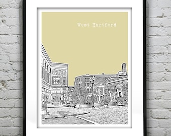 West Hartford Skyline Poster Art Print Connecticut Item T4415