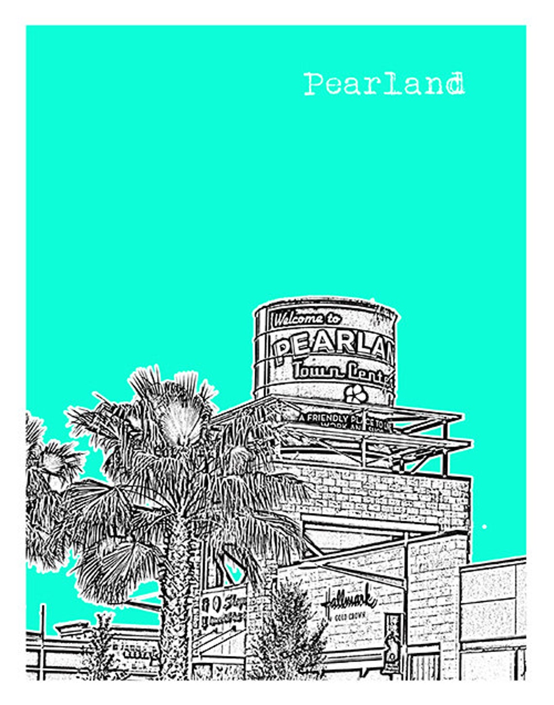 Pearland Skyline Poster Art Print Texas TX Etsy UK