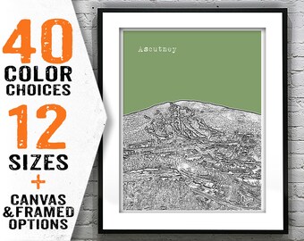 Ascutney Vermont Poster Print Art Skyline VT Item T2756