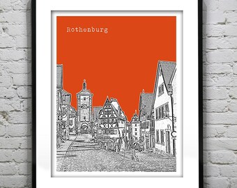 Rothenburg Germany Skyline Poster Art Print Version 1