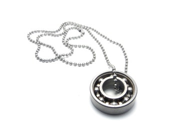 Kinetic Spinning Ball Bearing Necklace, Stainless Steel, ADHD/OCD/Addiction