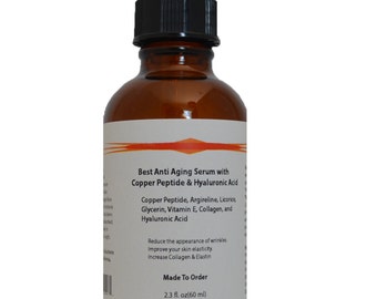 Copper Peptide (GHK-Cu) Best Anti Aging Serum with Hyaluronic Acid 2.3 oz