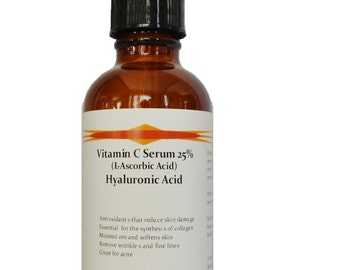 Vitamin C (L-Ascorbic Acid) 25% with Pure Hyaluronic Acid Anti Aging Serum 2.3oz