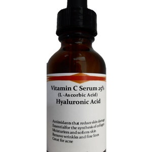 Vitamin C (L-Ascorbic Acid) 25% with Pure Hyaluronic Acid Anti Aging Serum