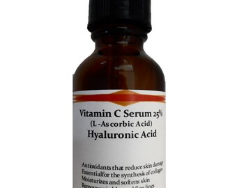 Vitamin C (L-Ascorbic Acid) 25% with Pure Hyaluronic Acid Anti Aging Serum