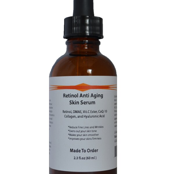 Retinol Anti Aging Skin Serum with Retinol, DMAE, Vitamin C Ester, CoQ-10, Collagen, and Hyaluronic Acid 2.3 oz