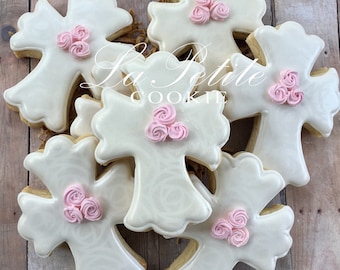 Christening / First Communion / Baptism Cross sugar cookies (1 Dozen)