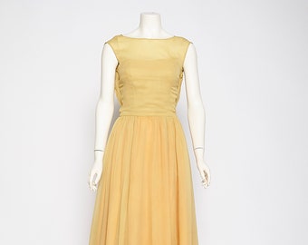 SALE mustard yellow old hollywood gown vintage 1940s • Revival Vintage Boutique