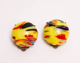 SALE murano glass clip on earrings by m.west vintage 1960s • Revival Vintage Boutique