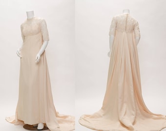 cream wedding dress + empire waist + vintage 1960s • Revival Vintage Boutique