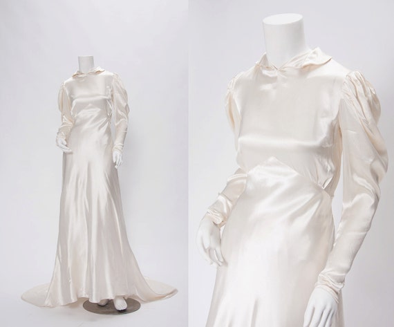 Sale Wedding Dress With Peter Pan Collar Vintage 1930s Etsy