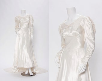 wedding dress with lace insets + pleats vintage 1930s • Revival Vintage Boutique