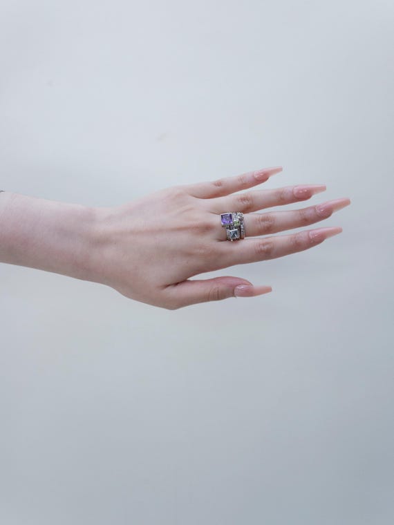 Amethyst Square | Stackable Ring | Sterling Silver - image 4