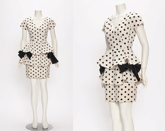 SALE guy laroche polka dot party dress vintage 1980s • Revival Vintage Boutique