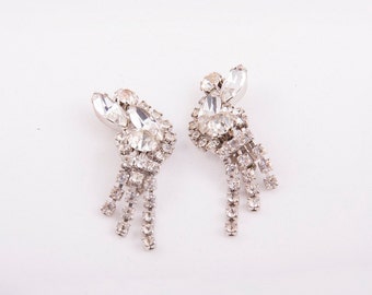 rhinestone crescent + tendril earrings vintage 1950s  • Revival Vintage Boutique