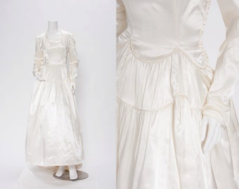 wedding dress with scalloped detail vintage 1940s • Revival Vintage Boutique