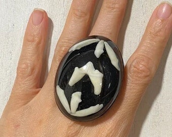 Coyote Teeth Ring, Taxidermy, Taxidermy jewelry, scarab, memento mori, pastel goth, steampunk, cabinet of curiosities, mourning jewelry
