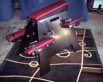 Spanking/Sex Furniture (BDSM Bench)- Ebony Finish w/ Burgundy padding