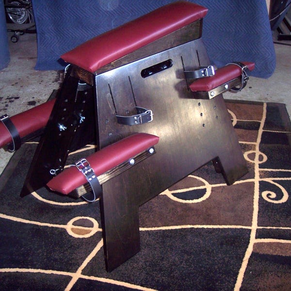 Spanking/Sex Furniture (BDSM Bench)- Ebony Finish w/ Burgundy padding
